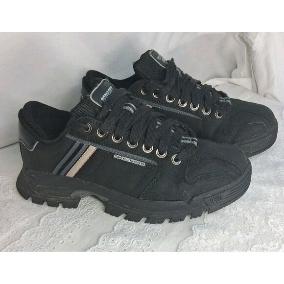 Vintage Skecher Sport Stamina Chunky Dad Shoe Y2k Black Leather Mens 8 Hiking
